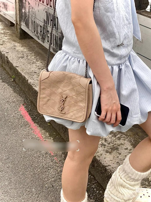 YSL Niki mini 奶茶色 牛皮 翻盖包 商品图2