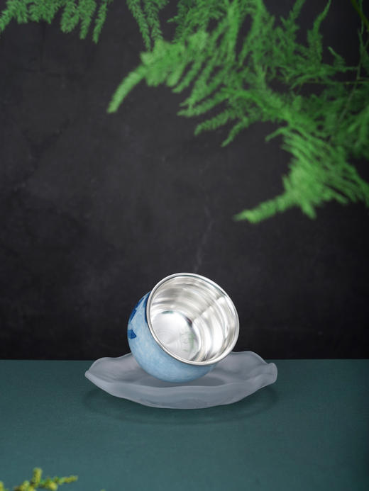 子佩集【时和岁稔】银S990摆件【TZYF048】茶具多规格四叶草牡丹竹子莲花茶杯2602 商品图4