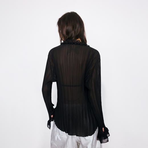 NUTH黑色v领花边装饰半透衬衫女（发货/预售时间同步天猫） 商品图4