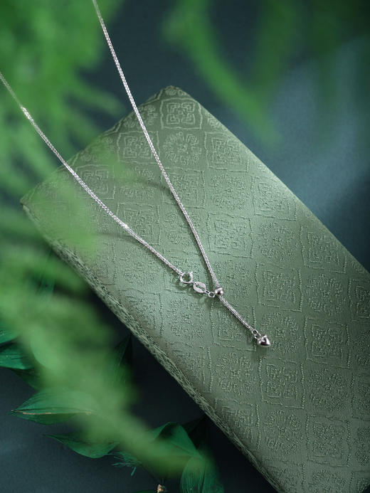 子佩集【碧华盈瑞】银S925套链项链【TL016618】绿玉髓菱四叶草形平安扣内圆外方2602 商品图5