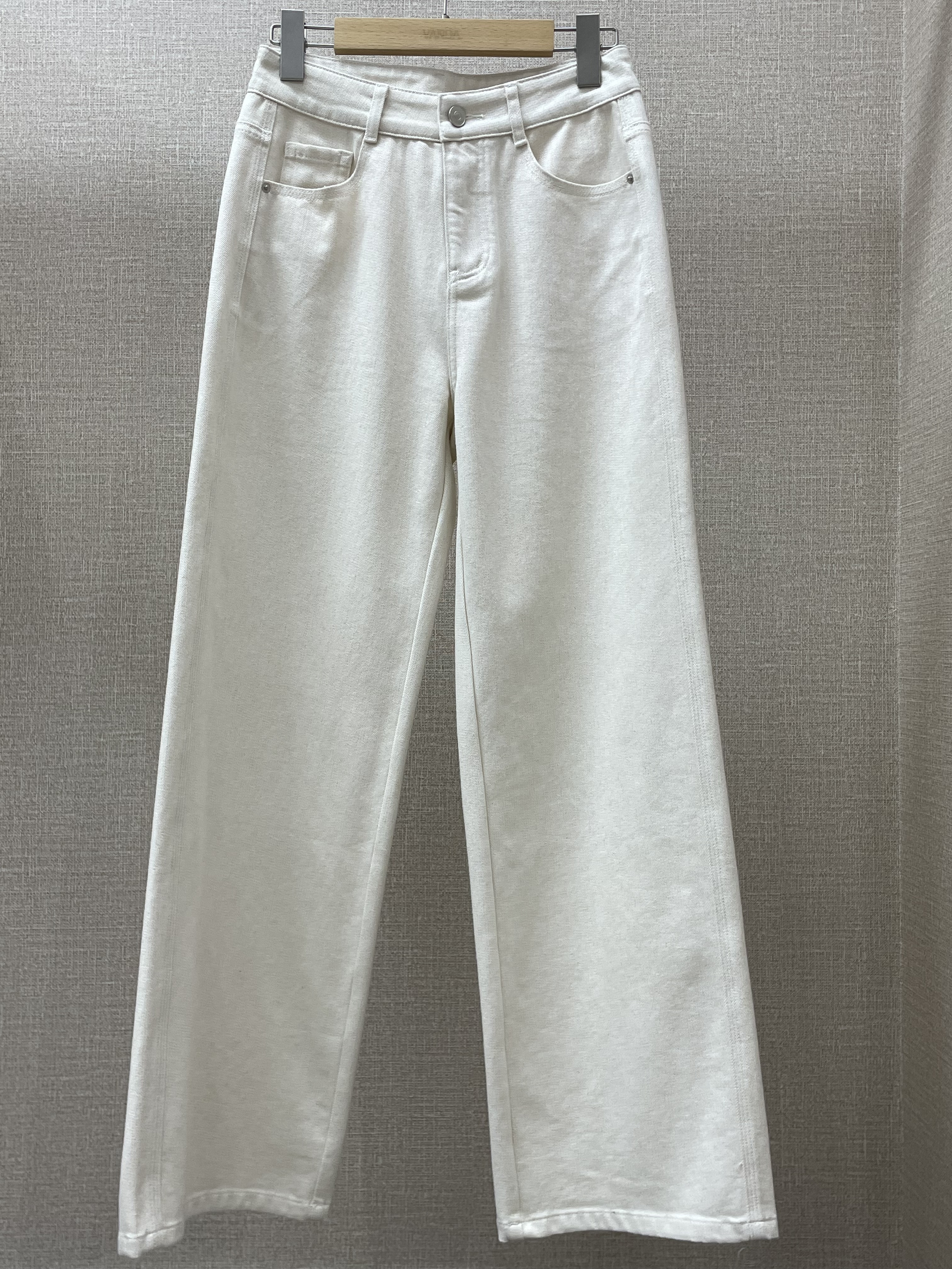 进口米白牛仔裤