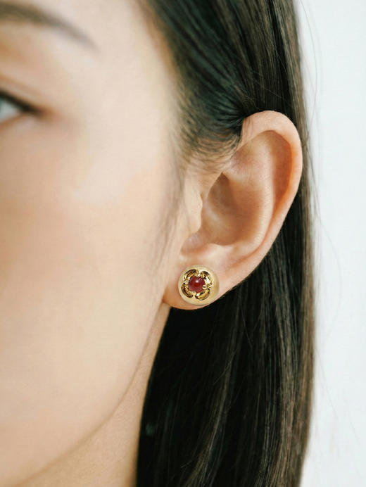 含晖·玲珑系列-镂空宝石耳钉 商品图7