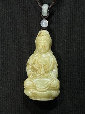 和田白玉雕观音坐像吊坠，顺丰包邮