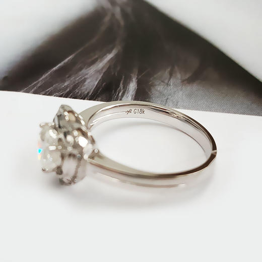 【天然正品】AU750白金简约时尚爱心造型四爪款1.01克拉钻石戒指14号（戒圈可改）090226NJS21 商品图7