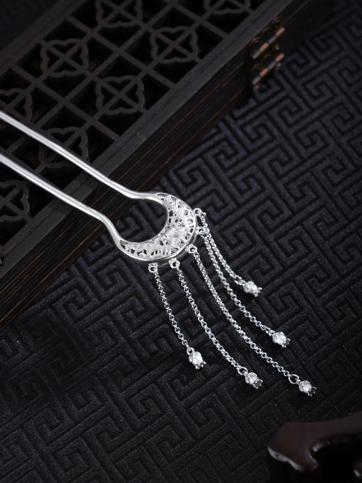 子佩集【幸福清欢】银S990发簪【YS31】流苏圆月2602 商品图3