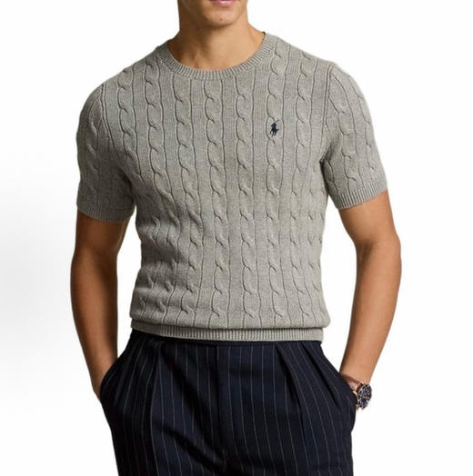 中性款绞花编结短袖针织衫la 商品图4