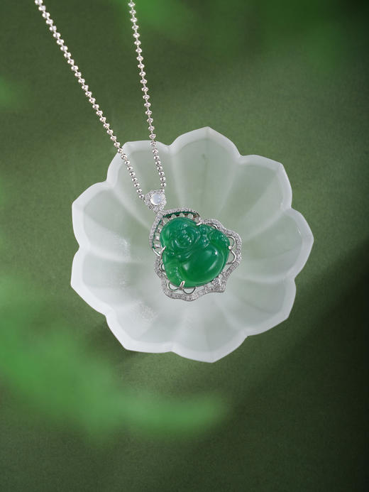 子佩集【财源弥勒】银S925套链项链【TL016623】绿玉髓大佛2602 商品图2