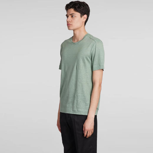 ZEGNA 杰尼亚 男士亚麻圆领短袖T恤 绿色 UD376A7 D783 V04 商品图0
