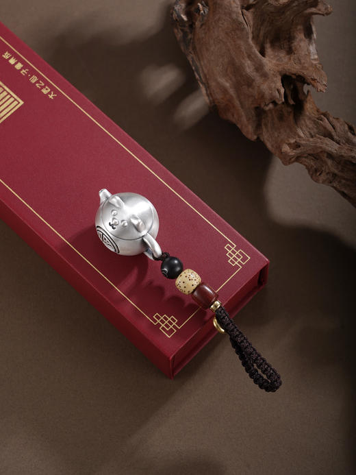 子佩集【招财喵福】银S999钥匙扣【YSY020】小摆件可转动猫壶福2602 商品图4