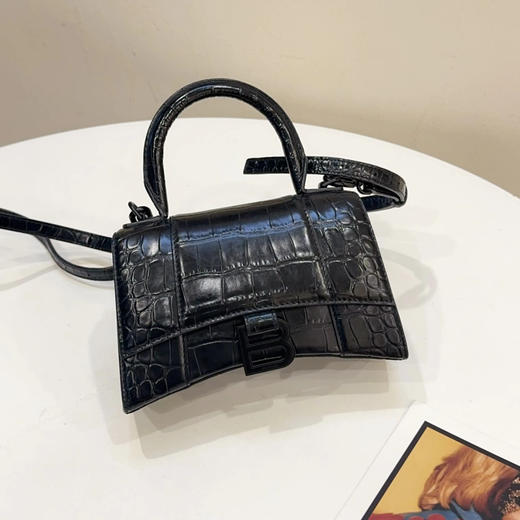 巴黎世家 Hourglass xs 鳄鱼压纹牛皮 so black 沙漏包 商品图0