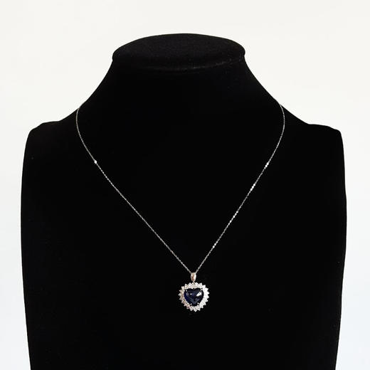 【天然正品】AU750白金镶天然心型7.92克拉皇家蓝蓝宝石吊坠项链070226TJ03 商品图6