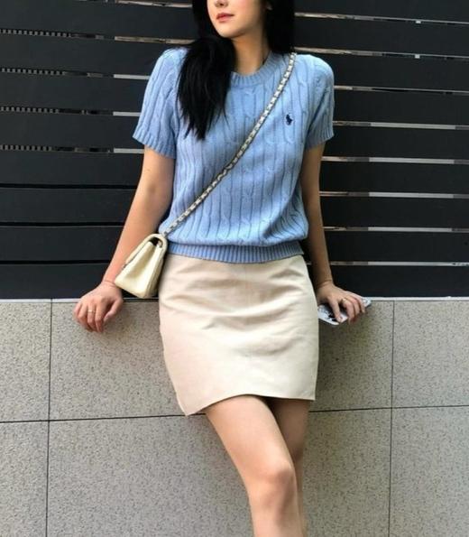 中性款绞花编结短袖针织衫la 商品图3