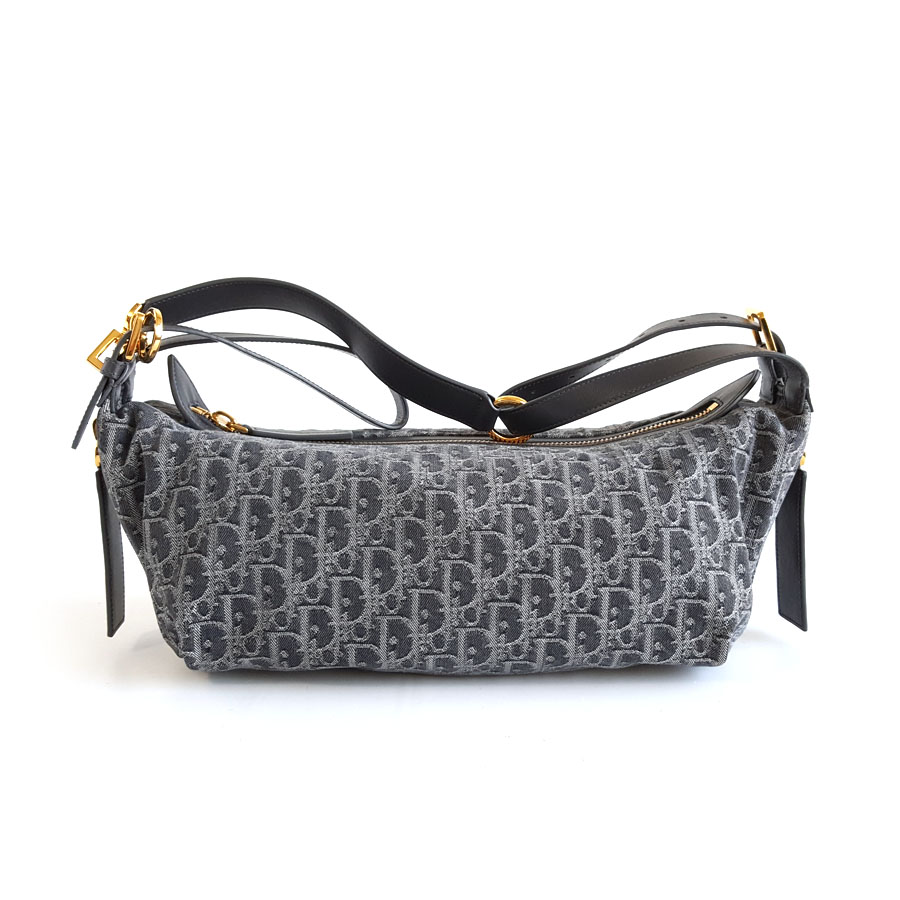 【95新】DIOR迪奥中号D-Journey手袋M2417UDDK M932新款中号灰色LOGO花纹D-Journey单肩斜挎hobo包中性款120226NJS40