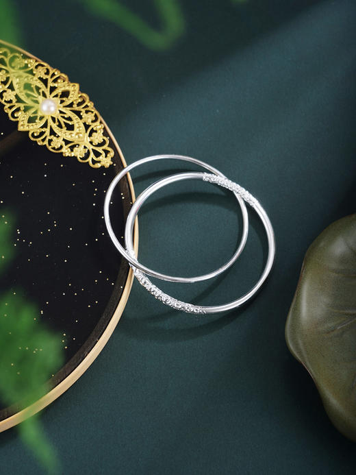 子佩集【浮世清欢】银S9999手镯【WZ003900】两个圈双圈2602 商品图7