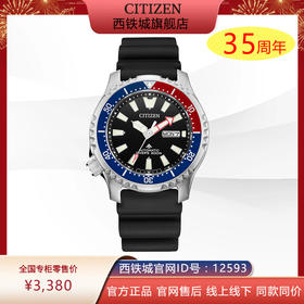 西铁城官方正品不锈钢表壳 PU橡胶表带蓝宝石玻璃表镜200米防水机械男表NY0110-13EB