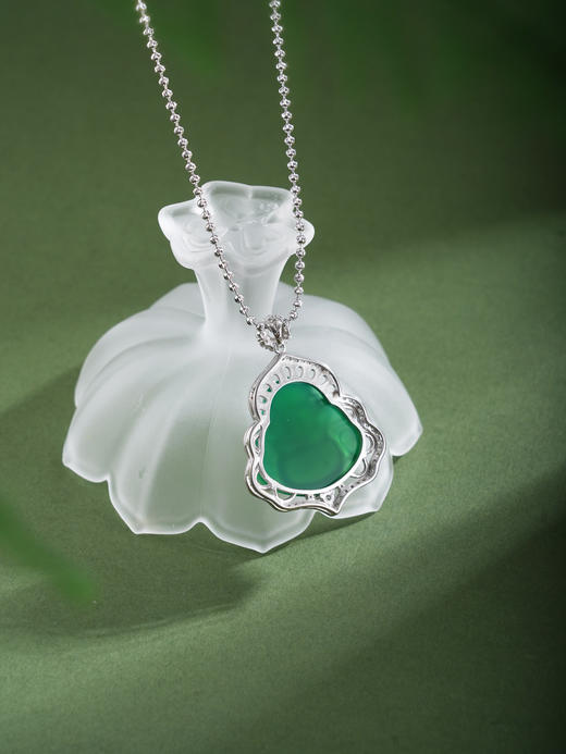 子佩集【财源弥勒】银S925套链项链【TL016623】绿玉髓大佛2602 商品图4