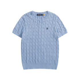 中性款绞花编结短袖针织衫la