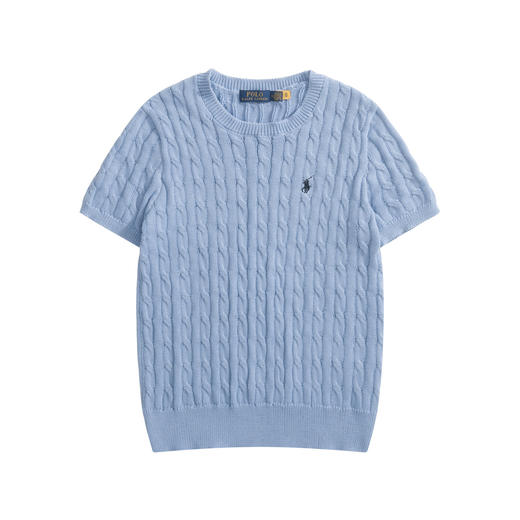 中性款绞花编结短袖针织衫la 商品图0