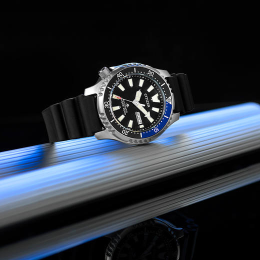 西铁城官方正品不锈钢表壳 PU橡胶表带蓝宝石玻璃表镜200米防水机械男表NY0111-11E 商品图1