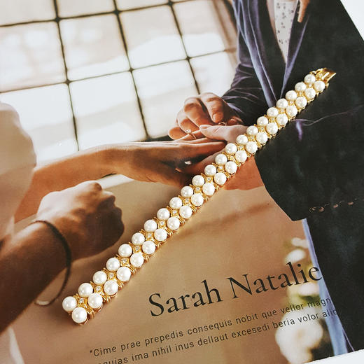 【天然正品】AU750黄金镶钻镶天然排镶近圆约5.2MM AKOYA海水珍珠手链链长：17CM（皆取最大值）290126TJ16 商品图2