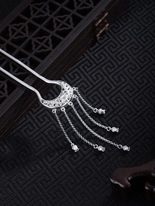 子佩集【幸福清欢】银S990发簪【YS31】流苏圆月2602 商品图7