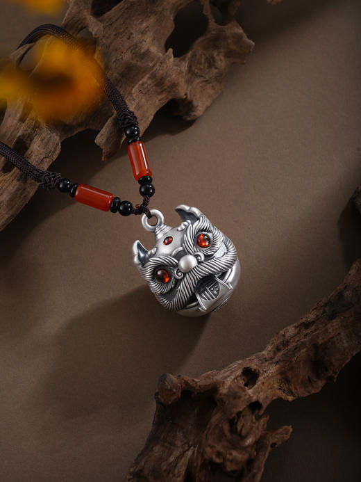 子佩集【狮来运转】银S999手把件【YSY013】仿古可转动恭喜发财醒狮2602 商品图2