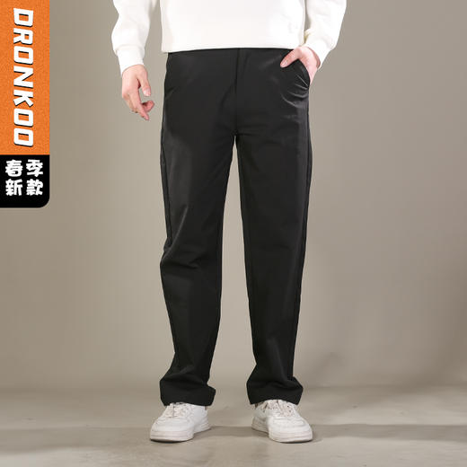 DRONKOO 2026 松紧腰左口袋小织唛绣线直弹小直筒中厚休闲长裤 商品图0