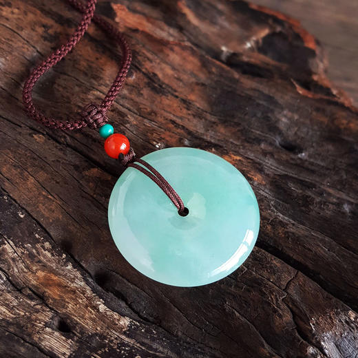 【天然正品】A货翡翠天然精品细腻冰种晴水平安扣翡翠吊坠项链090226NJS39 商品图3