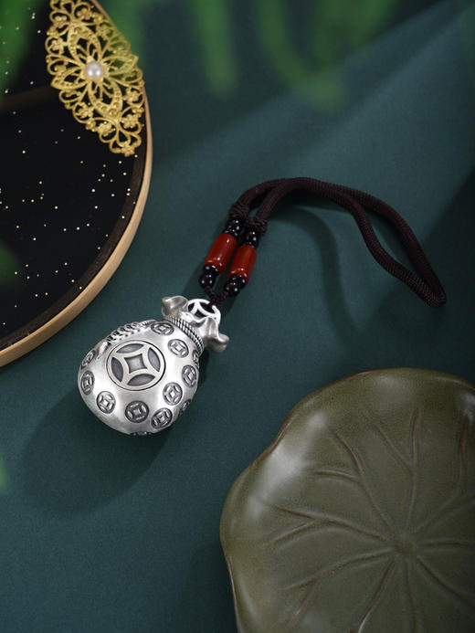 子佩集【聚宝生财】银S999手把件【YSY017】可转动钱币福袋2602 商品图2