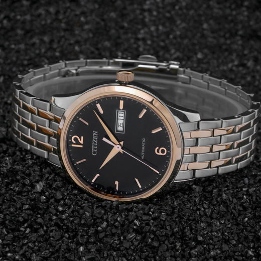 西铁城机械时尚星期日历间金简约钢带手表男表NH7504-52EB 商品图6