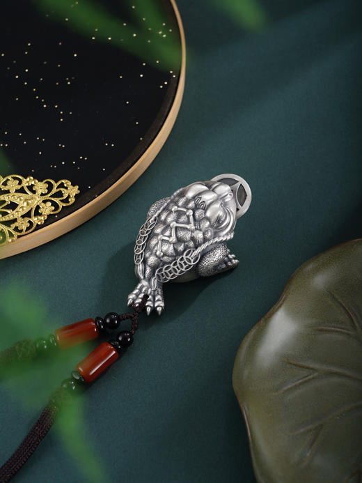 子佩集【福蟾献宝】银S999手把件【YSY016】可转动三足蟾2602 商品图5