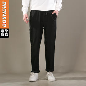 DRONKOO 2026 抽绳松紧腰后口袋压线贴织唛中厚休闲长裤