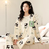 J1-【防凸点自带胸垫】睡衣女秋冬季开衫长袖可外穿女士家居服套装   雪月梦落/熊猫竹女 商品缩略图1