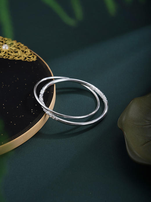 子佩集【浮世清欢】银S9999手镯【WZ003900】两个圈双圈2602 商品图5