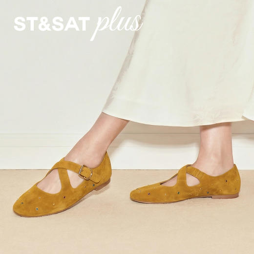 星期六26春新款复古绒面彩钉玛丽珍鞋SSE1111117 商品图3