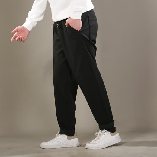 DRONKOO 2026 抽绳松紧腰后口袋压线贴织唛中厚休闲长裤 商品图2