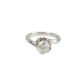 【天然正品】AU750白金简约时尚围镶四爪款1.05克拉钻石戒指15号（戒圈可改）090226NJS20