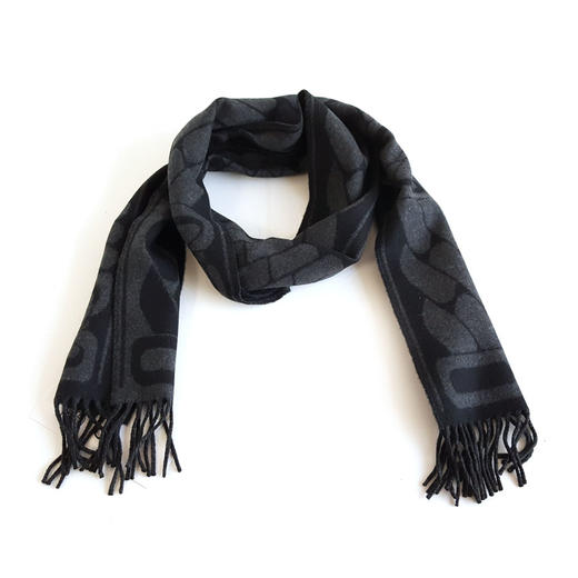 【全新】HERMES爱马仕“锁扣叮当”围巾H392917T 05山羊绒黑色/炭灰色锁扣叮当围巾男士120226NJS39 商品图0