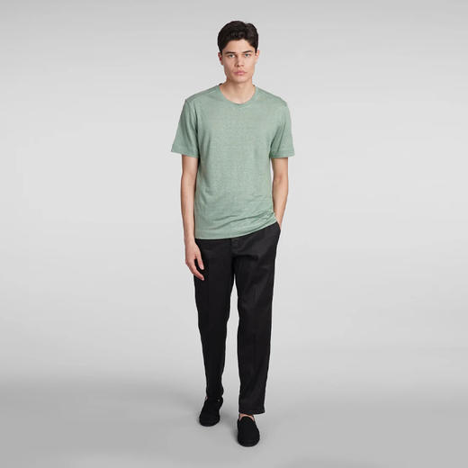 ZEGNA 杰尼亚 男士亚麻圆领短袖T恤 绿色 UD376A7 D783 V04 商品图3