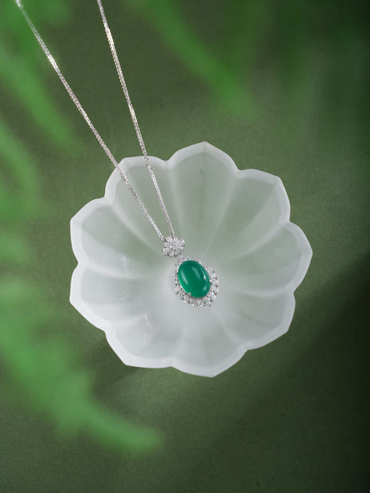 子佩集【花开良缘】银S925套链项链【TL016622】绿玉髓椭圆2602 商品图4