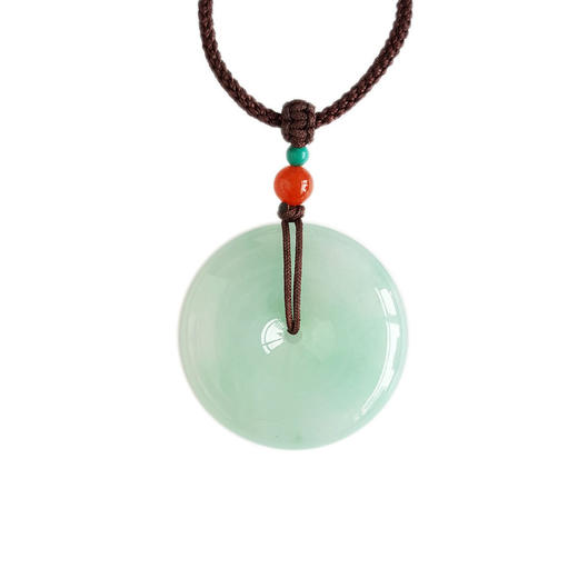 【天然正品】A货翡翠天然精品细腻冰种晴水平安扣翡翠吊坠项链090226NJS39 商品图0