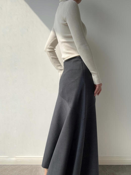 Puree｜#1971 Ribbed Baciscs Turtleneck 高垂领 精纺丝羊绒罗纹打底 [  白 / 黑  ] 商品图6