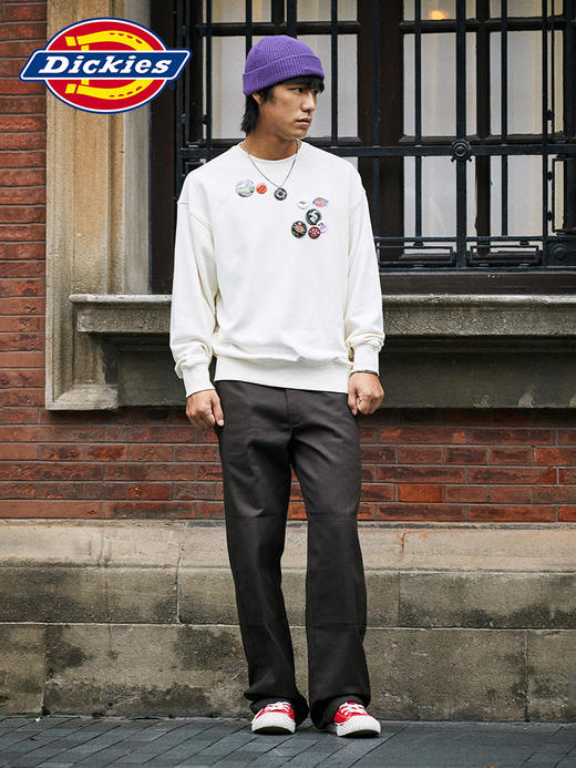 Dickies圆领休闲卫衣秋季小logo贴布绣美式宽松纯棉男女情侣装长袖 商品图3