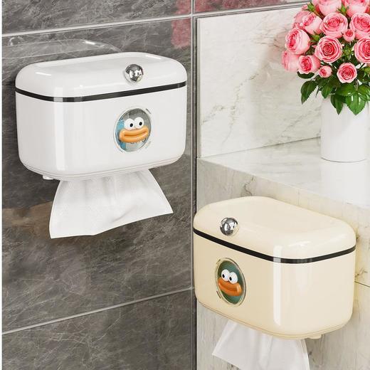 卫生间滑盖纸巾盒壁挂多功能洗脸巾置物架免打孔防水卷抽纸收纳盒 商品图1