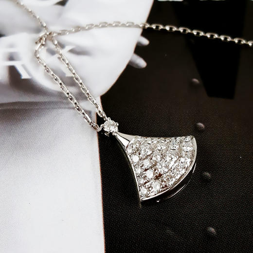 AU750白金时尚经典定制款扇子造型钻石吊坠项链44CM（长度可调节）080226NJS19 商品图2