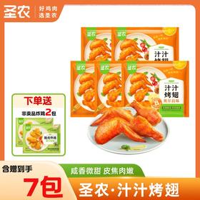 【汁汁烤翅】圣农汁汁烤翅奥尔良烧烤孜然味300g*5包+赠（小炸鸡*2包）