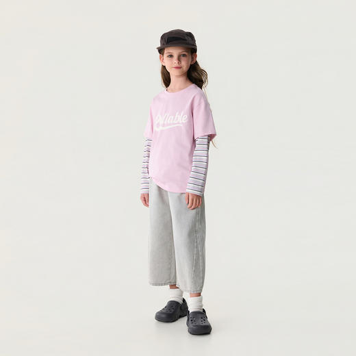 马克珍妮复古时髦女童八分牛仔弯刀裤2026年春装新款560203 商品图2