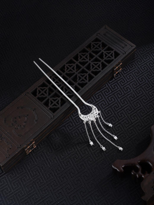 子佩集【幸福清欢】银S990发簪【YS31】流苏圆月2602 商品图5