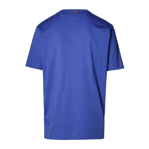 ZEGNA 杰尼亚 男士字母徽标刺绣棉质圆领短袖T恤 蓝色 UD360A7 D760 A07 商品图2