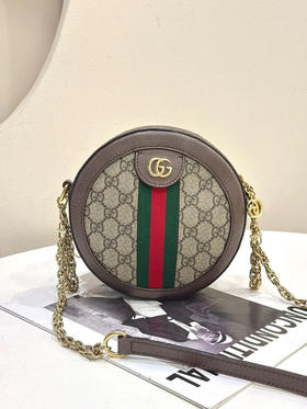 Gucci Ophidia 双G 老花 mini 圆饼包